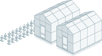 Two houses made of blocks. Description generated by AI