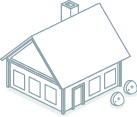 A house with a chimney and a roof. Description generated by AI