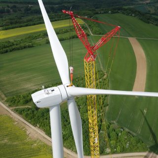 Wind Turbine Construction. Aerial view.