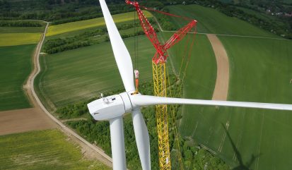 Wind Turbine Construction. Aerial view.