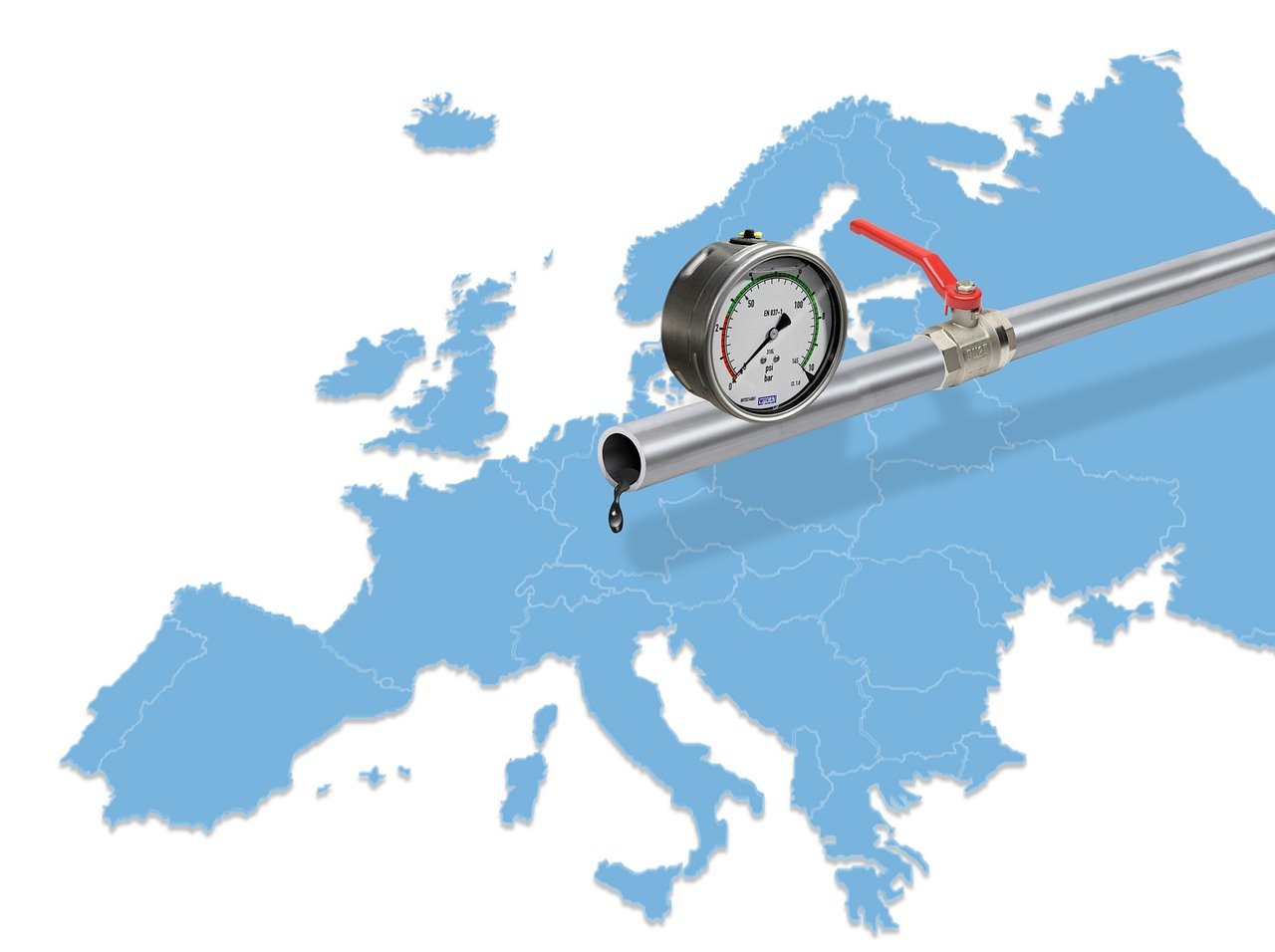 Illustratie van een pijpleiding vanuit Rusland naar Europa
